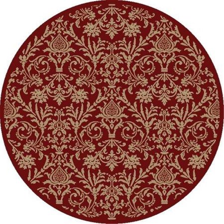 CONCORD GLOBAL 5 ft. 3 in. Jewel Damask - Round, Red 49400